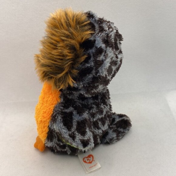 Ty Beanie Boo Midnight Owl 6” Glitter Eyes Plush Stuffed  Black Orange Bird - Picture 3 of 8